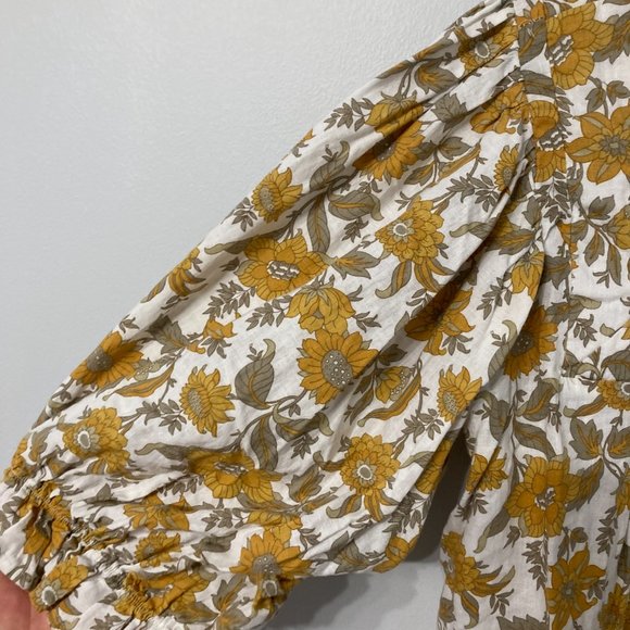 Cupcakes and Cashmere Shirt Size Medium Mustard Green Boho Natural Cropped - Picture 4 of 7